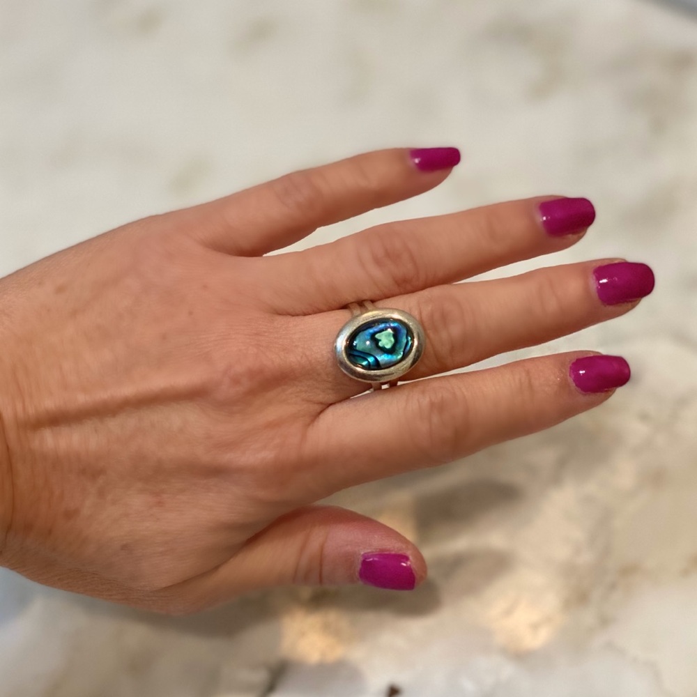 Sterling Silver Adjustable Abalone Ring - image 6